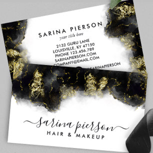 Black And Gold Modern Art Liquid Watercolor Ink Business Card