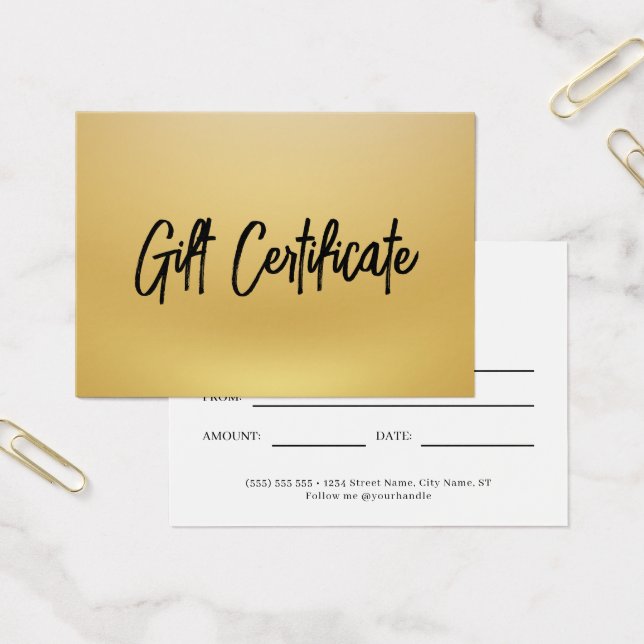 Black and Gold Modern Business Gift Certificate (Office)