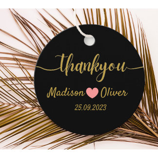 Black and Gold Modern Elegance Wedding Thank You  Favour Tags
