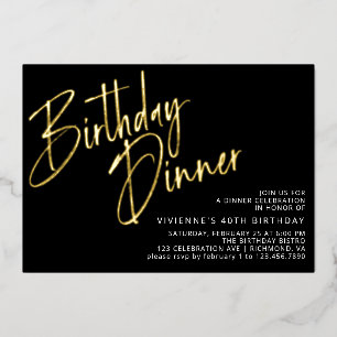 Black and Gold   Modern Elegant Birthday Dinner