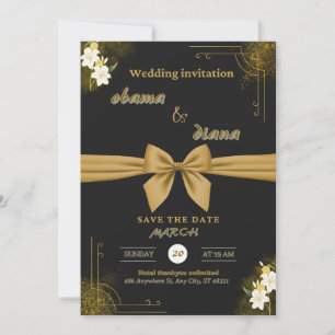 Black and Gold Modern Elegant Wedding Celebration Invitation