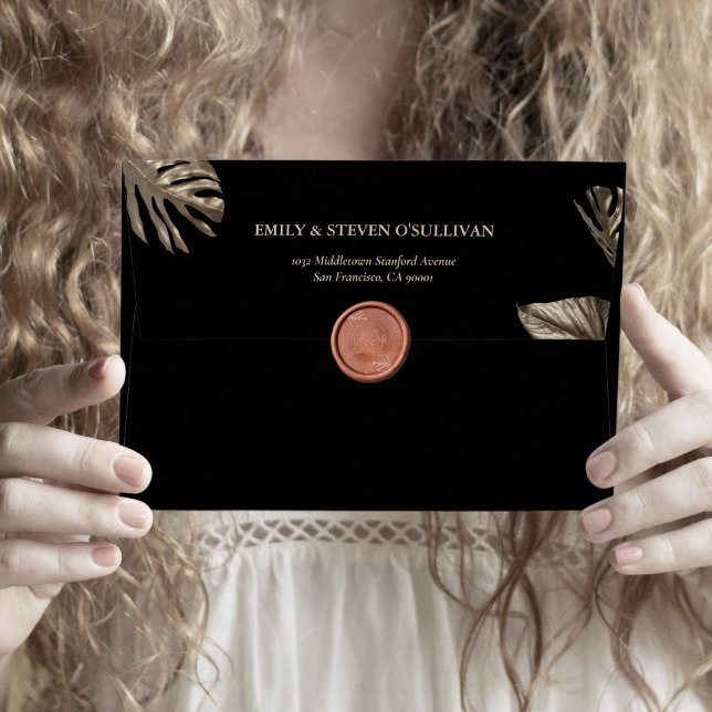 Black and Gold Modern Elegant Wedding Envelope (Creator Uploaded)