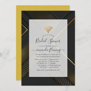 Black and Gold Modern Geometric Virtual Shower Invitation