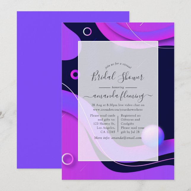 Black and Gold Modern Geometric Virtual Shower Invitation (Front/Back)