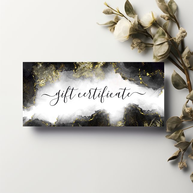 Black And Gold Modern Liquid Ink Gift Certificate (Creator Uploaded)