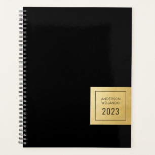 Black and Gold Modern Minimalist Personalised Planner