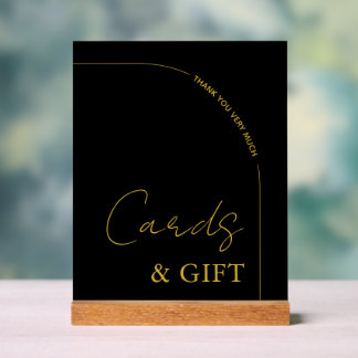 Black and Gold Modern Minimalist Wedding Acrylic Sign