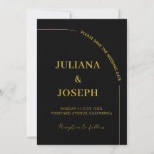 Black and Gold Modern Minimalist Wedding