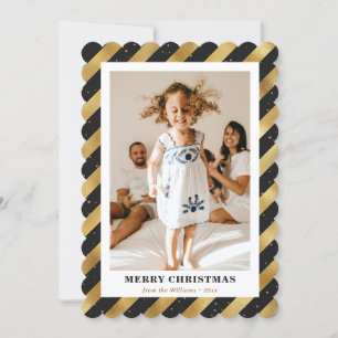 Black and Gold Modern Photo Merry Christmas Card