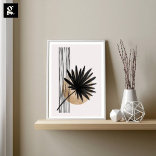 Black and Gold, Modern Plant Art, Peaceful Artwork Poster