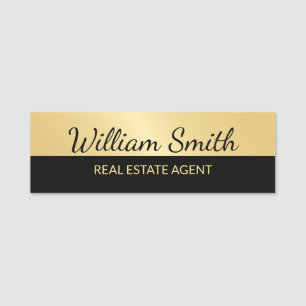 Black and Gold Modern Professional Personalised Name Tag