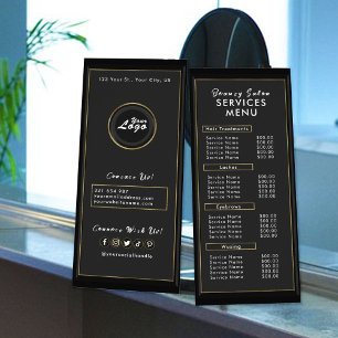 Black and Gold Modern Salon Add Logo Services Menu