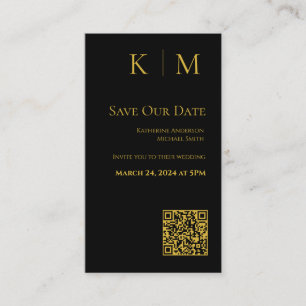 Black and Gold-Modern-Save the Date-QR code- Business Card