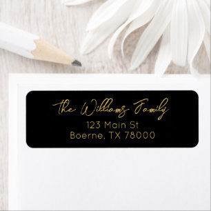 Black and Gold Modern Script Address