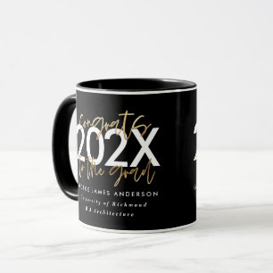 Black and gold modern script stylish graduation mug