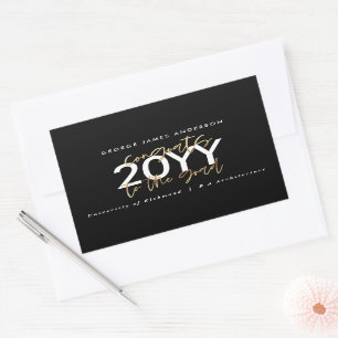 Black and gold modern script stylish graduation  rectangular sticker