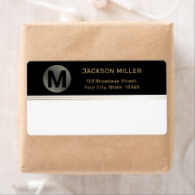 Black and gold modern simple monogram shipping