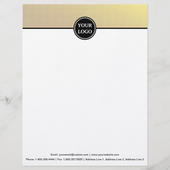 Black and Gold Modern Stationary Custom Monogram Letterhead (Front)