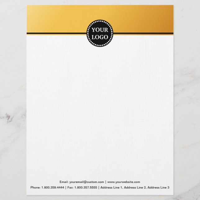 Black and Gold Modern Stationary Custom Monogram Letterhead (Front)