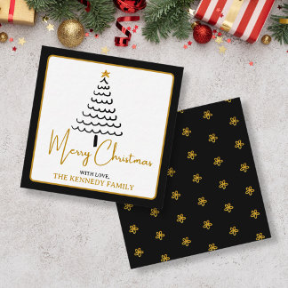 Black And Gold Modern Tree Merry Christmas Budget  Card
