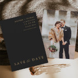 Black and Gold Modern Wedding Photo Save The Dates Invitation<br><div class="desc">Black and Gold Modern Wedding Photo Save The Dates</div>