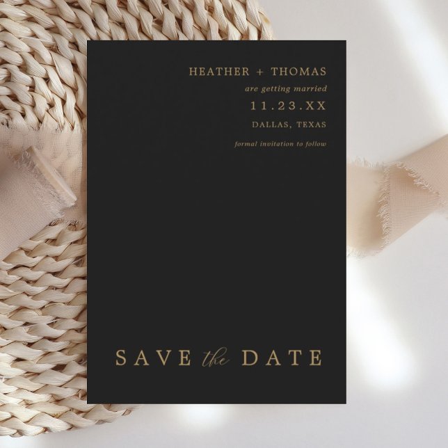 Black and Gold Modern Wedding Save The Dates Invitation (Creator Uploaded)