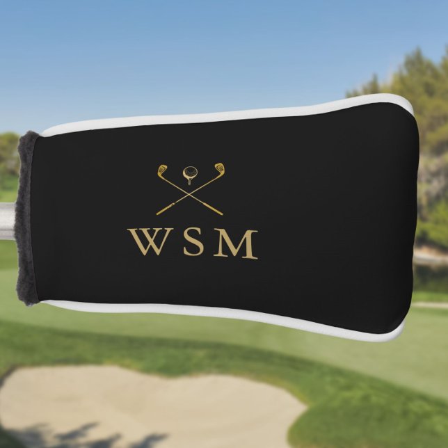Black And Gold Monogram Custom Golf Clubs Head Cover (Black And Gold Monogram Custom Golf Clubs Golf Head Cover
)