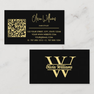 Black and Gold Monogram Elegant Initial Name Business Card