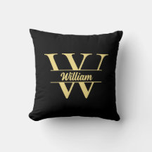 Black and Gold Monogram | Elegant Initial Script 