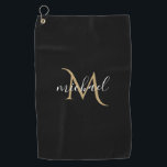 Black and Gold Monogram Elegant Luxury   Golf Towel<br><div class="desc">Classic elegant luxury  design featuring black and gold  with monogram. The template has been set up so you just need to add your name to complete the design. Matching accessories in store .</div>