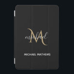 Black and Gold Monogram Elegant Luxury   iPad Mini Cover<br><div class="desc">This iPad cover is the perfect way to protect your device while adding a touch of luxury and elegance. The black and gold design is stylish and timeless and can be personalised with your monogram for a unique finishing touch. Matching accessories are available in our store.</div>