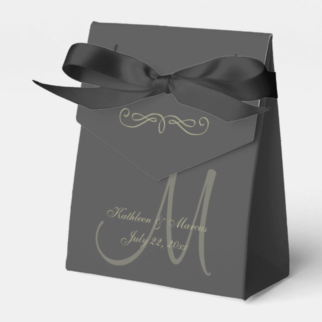 Black and Gold Monogram Favour Box (Front Side)