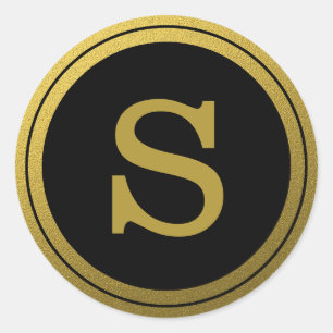 Black And Gold Monogram Initial Envelope Seal