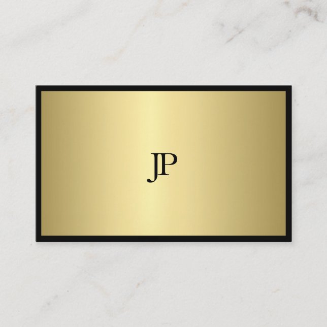 Black And Gold Monogram Plain Modern Professional Business Card (Front)