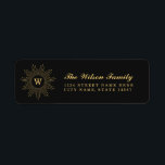Black and Gold Monogram Return Address Labels<br><div class="desc">Black and Gold Monogram Return Address Labels by Orabella Prints</div>