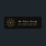 Black and Gold Monogram Return Address Labels<br><div class="desc">Black and Gold Monogram Return Address Labels by Orabella Prints</div>