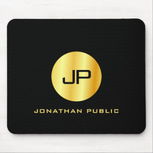 Black And Gold Monogram Template Elegant Mouse Mat