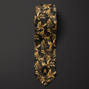 Black and Gold Monogram Tie