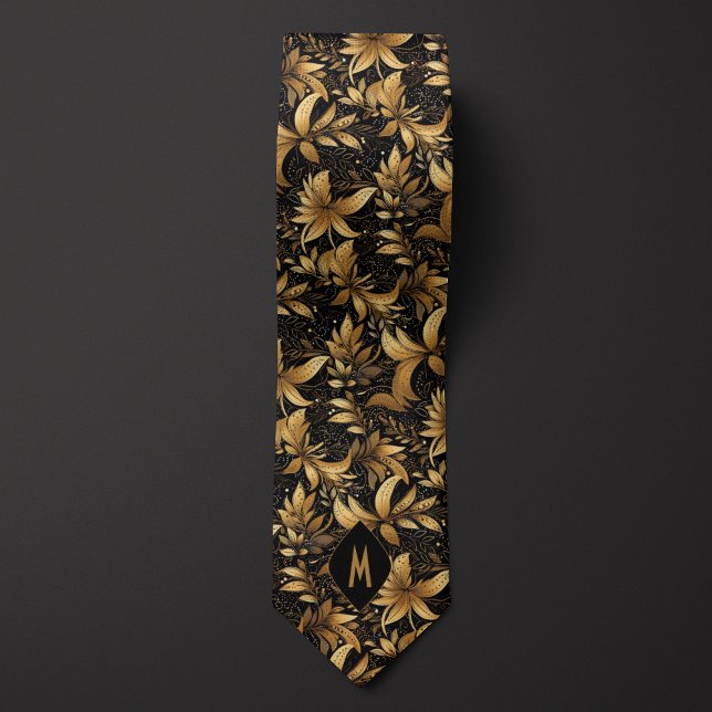 Black and Gold Monogram Tie (Creator Uploaded)
