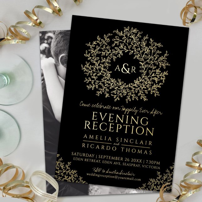 Black and gold monogram wedding reception photo (Creator Uploaded)