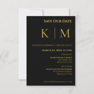 Black and Gold-Monogram-Wedding- Save The Date