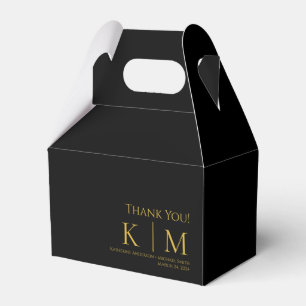 Black and Gold-Monogram-Wedding Thank you- Favour Box