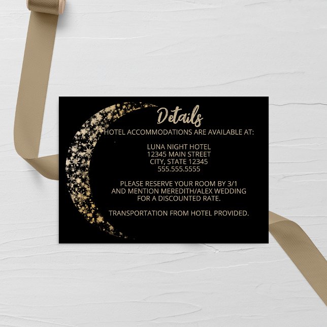 Black and Gold Moon and Back Wedding Enclosure Card (Creator Uploaded)