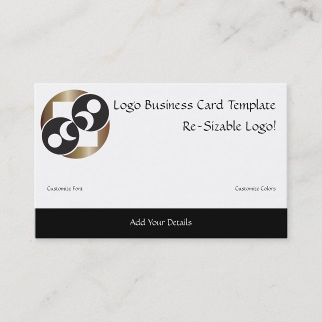 Black and Gold Moon Planet Logo Business Card (Front)