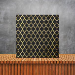 Black and Gold  Moroccan Quatrefoil Geometric  Cer Tile<br><div class="desc">Black and Gold  Moroccan Quatrefoil Geometric</div>