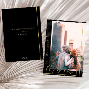 Black and Gold Mr. and Mrs. Script Photo Save The Date