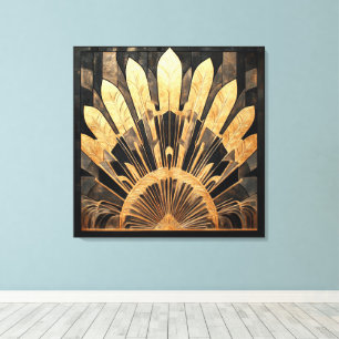 Black and Gold Multitone Art Deco Home or Office Canvas Print