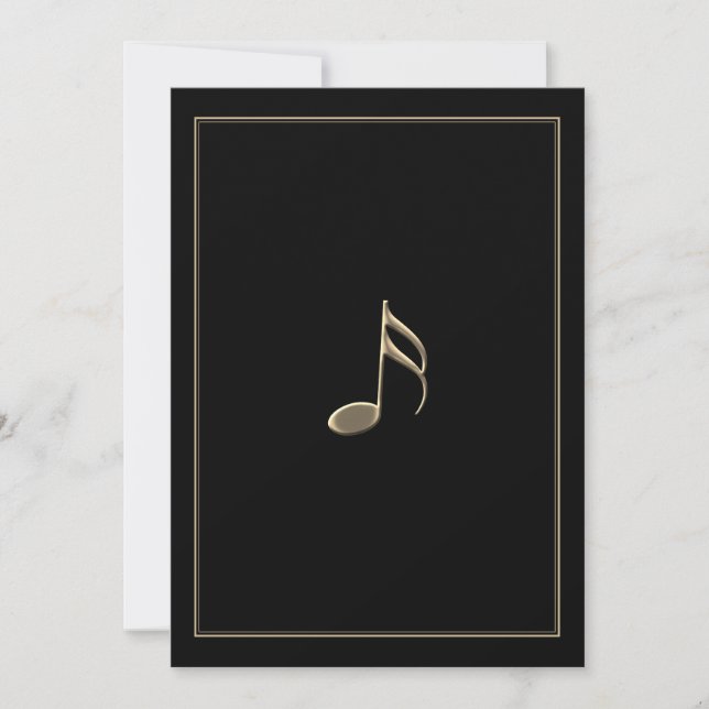 Black and Gold Music Border Note Card (Front)