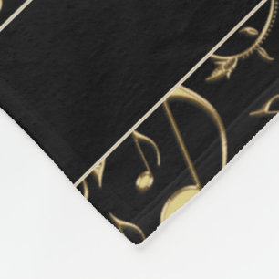 Black and Gold Music Notes Blanket