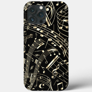 Black And Gold Music Notes iPhone 13 Pro Max Case